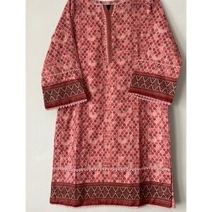 Multicolor Red/Pink Pakistani Outfit. Shalwar Kameez. 3 piece set Size Large